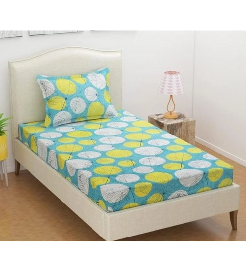 Generic Microfiber Floral Printed Single Bedsheet with 1 Pillow Cover (Green)