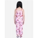 Generic Girl's Polyester Crepe Floral Shoulder Straps Jumpsuit (Pink-Red) Generic Girl's Polyester Crepe Floral Shoulder Straps Jumpsuit (Pink-Red)