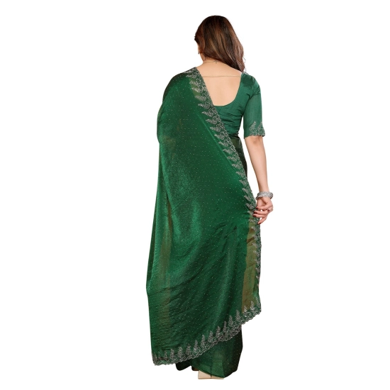 Generic Women's Georgette Printed Saree With Unstitched Blouse 5.5Mtr (Green)