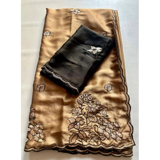 Generic Women's Viscose Silk Embroidered Saree With Unstitched Blouse 5.5Mtr (Brown) Generic Women's Viscose Silk Embroidered Saree With Unstitched Blouse 5.5Mtr (Brown)
