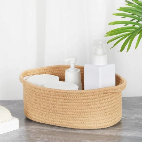 Generic Cotton 2 Pcs 10x7x4 Inch Oval Storage Basket For Clothes (Beige) Generic Cotton 2 Pcs 10x7x4 Inch Oval Storage Basket For Clothes (Beige)