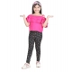 Generic Girl's Cotton Floral Elasticated Jegging and Top Set (Pink) Generic Girl's Cotton Floral Elasticated Jegging and Top Set (Pink)