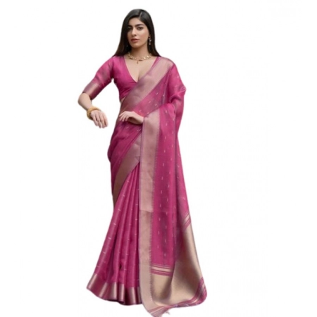Generic Women's Silk_Blend Butti Pattern Saree With Unstitched Blouse 5.5Mtr (Pink) Generic Women's Silk_Blend Butti Pattern Saree With Unstitched Blouse 5.5Mtr (Pink)