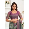 Generic Women's Faux Linen Printed Ready to wear Saree With Unstitched Blouse 5.5Mtr (Multicolor)