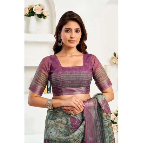 Generic Women's Faux Linen Printed Ready to wear Saree With Unstitched Blouse 5.5Mtr (Multicolor) Generic Women's Faux Linen Printed Ready to wear Saree With Unstitched Blouse 5.5Mtr (Multicolor)