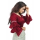 Generic Women's Organza Solid V Neck Layered Ruffle Sleeve Readymade Blouse (Maroon Free Size , up to 38–40 Bust)-PID65854 Generic Women's Organza Solid V Neck Layered Ruffle Sleeve Readymade Blouse (Maroon Free Size , up to 38–40 Bust)-PID65854