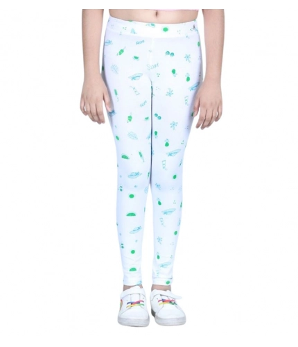 Generic Girl's Cotton Lycra Printed Elasticated Leggings (White) Generic Girl's Cotton Lycra Printed Elasticated Leggings (White)