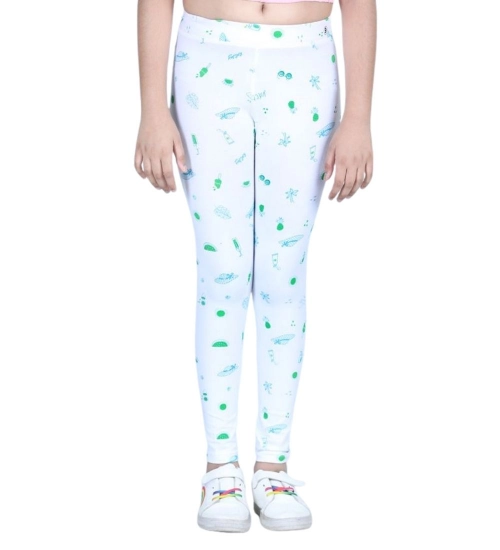 Generic Girl's Cotton Lycra Printed Elasticated Leggings (White) Generic Girl's Cotton Lycra Printed Elasticated Leggings (White)
