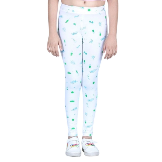 Generic Girl's Cotton Lycra Printed Elasticated Leggings (White) Generic Girl's Cotton Lycra Printed Elasticated Leggings (White)