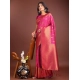 Generic Women's Banarasi Silk Printed Saree With Unstitched Blouse 5.5Mtr (Magenta)