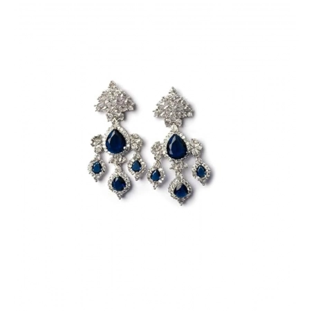 Generic Women's Brass Silver Plated Drop Earrings (Blue)