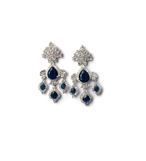 Generic Women's Brass Silver Plated Drop Earrings (Blue) Generic Women's Brass Silver Plated Drop Earrings (Blue)
