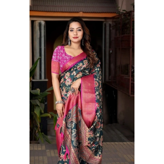 Generic Women's Cotton Silk Floral Printed Saree With Unstitched Blouse 5.5Mtr (Green-Pink) Generic Women's Cotton Silk Floral Printed Saree With Unstitched Blouse 5.5Mtr (Green-Pink)