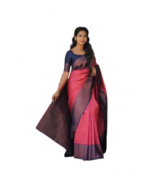 Generic Women's Soft Lichi Silk Printed Saree With Unstitched Blouse 5.5Mtr (Red)