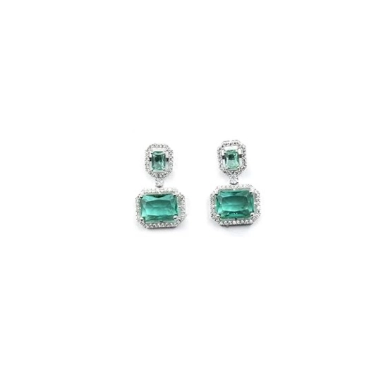 Generic Women's Brass Silver Plated Drop Earrings (Green) Generic Women's Brass Silver Plated Drop Earrings (Green)