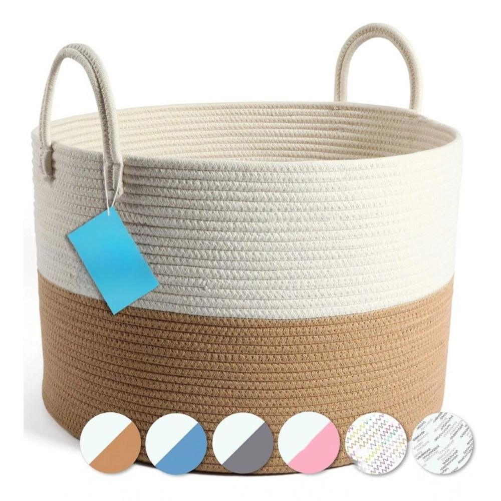 Generic Cotton Pack Of_1 12x14 Inch Laundry Storage Basket For Clothes (Beige-White) Generic Cotton Pack Of_1 12x14 Inch Laundry Storage Basket For Clothes (Beige-White)