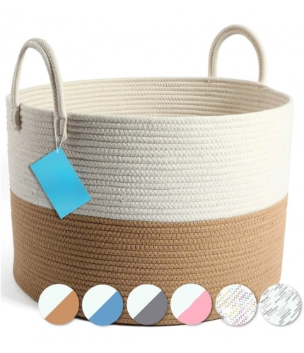 Generic Cotton Pack Of_1 12x14 Inch Laundry Storage Basket For Clothes (Beige-White) Generic Cotton Pack Of_1 12x14 Inch Laundry Storage Basket For Clothes (Beige-White)