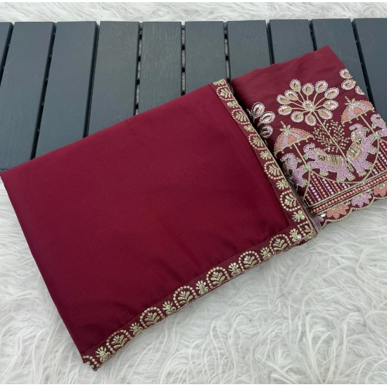 Generic Women's Art Silk Embroidered Saree With Unstitched Blouse 5.5Mtr (Maroon) Generic Women's Art Silk Embroidered Saree With Unstitched Blouse 5.5Mtr (Maroon)