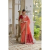 Generic Women's Silk_Blend Ethnic Ikat Pattern Saree With Unstitched Blouse 5.5Mtr (Orange)