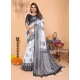 Generic Women's Linen Cotton Printed Saree With Unstitched Blouse 5.5Mtr (White-Black) Generic Women's Linen Cotton Printed Saree With Unstitched Blouse 5.5Mtr (White-Black)