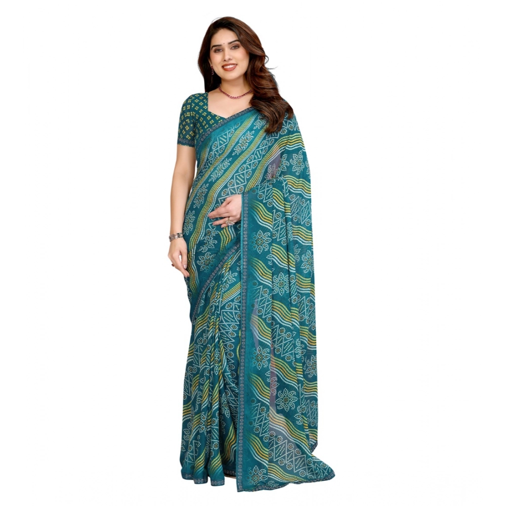 Generic Women's Georgette Printed Saree With Unstitched Blouse 5.5Mtr (Sky Blue) Generic Women's Georgette Printed Saree With Unstitched Blouse 5.5Mtr (Sky Blue)