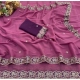 Generic Women's Star Georgette Embroidered Saree With Unstitched Blouse 5.5Mtr (Pink)