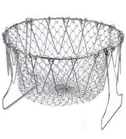 Generic Foldable Chef Basket – Multi-Function Strainer And Steamer (Color: Assorted )