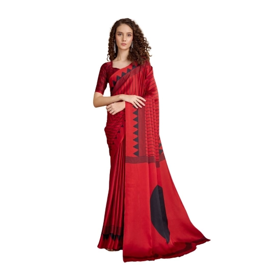 Generic Women's Satin Crepe Printed Saree With Unstitched Blouse 5.5Mtr (Red) Generic Women's Satin Crepe Printed Saree With Unstitched Blouse 5.5Mtr (Red)