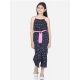 Generic Girl's Rayon Flamingo Print Sleeveless Jumpsuit (Black-Pink)