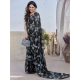Women's Chiffon Printed Saree With Unstitched Blouse 5.5Mtr (Black)
