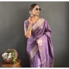 Generic Women's Satin Printed Saree With Unstitched Blouse 5.5Mtr (Purple)