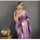 Generic Women's Satin Printed Saree With Unstitched Blouse 5.5Mtr (Purple)