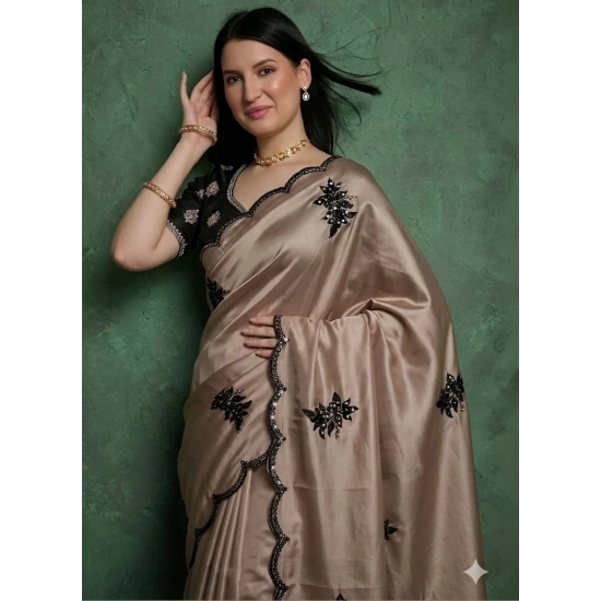 Generic Women's Viscose Silk Embroidered Saree With Unstitched Blouse 5.5Mtr (Beige) Generic Women's Viscose Silk Embroidered Saree With Unstitched Blouse 5.5Mtr (Beige)
