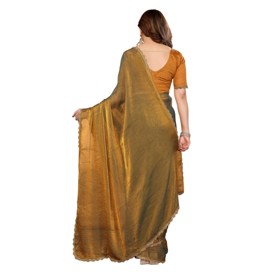 Generic Women's Georgette Printed Saree With Unstitched Blouse 5.5Mtr (Gold)