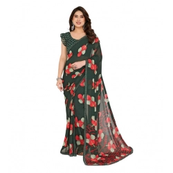 Generic Women's Georgette Printed Saree With Unstitched Blouse 5.5Mtr (Green)