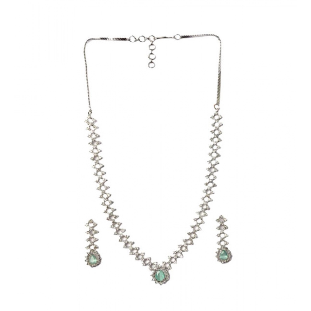 Generic Women's Brass Silver Plated Necklace set (Turquoise) Generic Women's Brass Silver Plated Necklace set (Turquoise)
