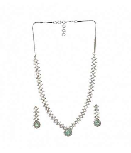 Generic Women's Brass Silver Plated Necklace set (Turquoise)