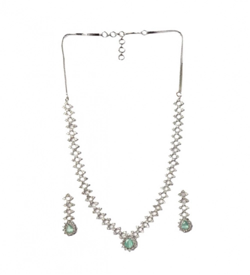 Generic Women's Brass Silver Plated Necklace set (Turquoise) Generic Women's Brass Silver Plated Necklace set (Turquoise)