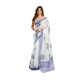 Generic Women's Faux_Linen Printed Ready-to-Wear Saree With Unstitched Blouse 5.5 Mtr (White)