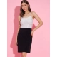 Generic Women's Polyester Lycra Color Blocking Shoulder Straps Dress (White - Black) Generic Women's Polyester Lycra Color Blocking Shoulder Straps Dress (White - Black)