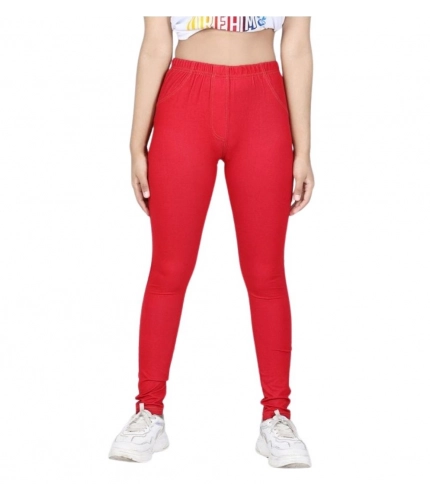 Generic Girl's Cotton Lycra Solid Elasticated Jeggings (Red) Generic Girl's Cotton Lycra Solid Elasticated Jeggings (Red)