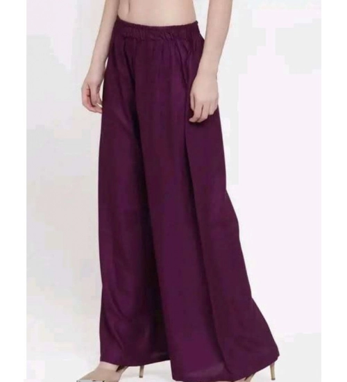 Generic Women's Casual Rayon Solid Ankle Length Palazzo (Purple, Free Size)