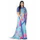 Generic Women's Georgette Floral Printed Saree With Unstitched Blouse 5.5Mtr (Blue)