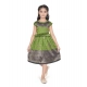 Generic Girl's Brocket Printed Short Sleeve Round Neck Dress (Green)