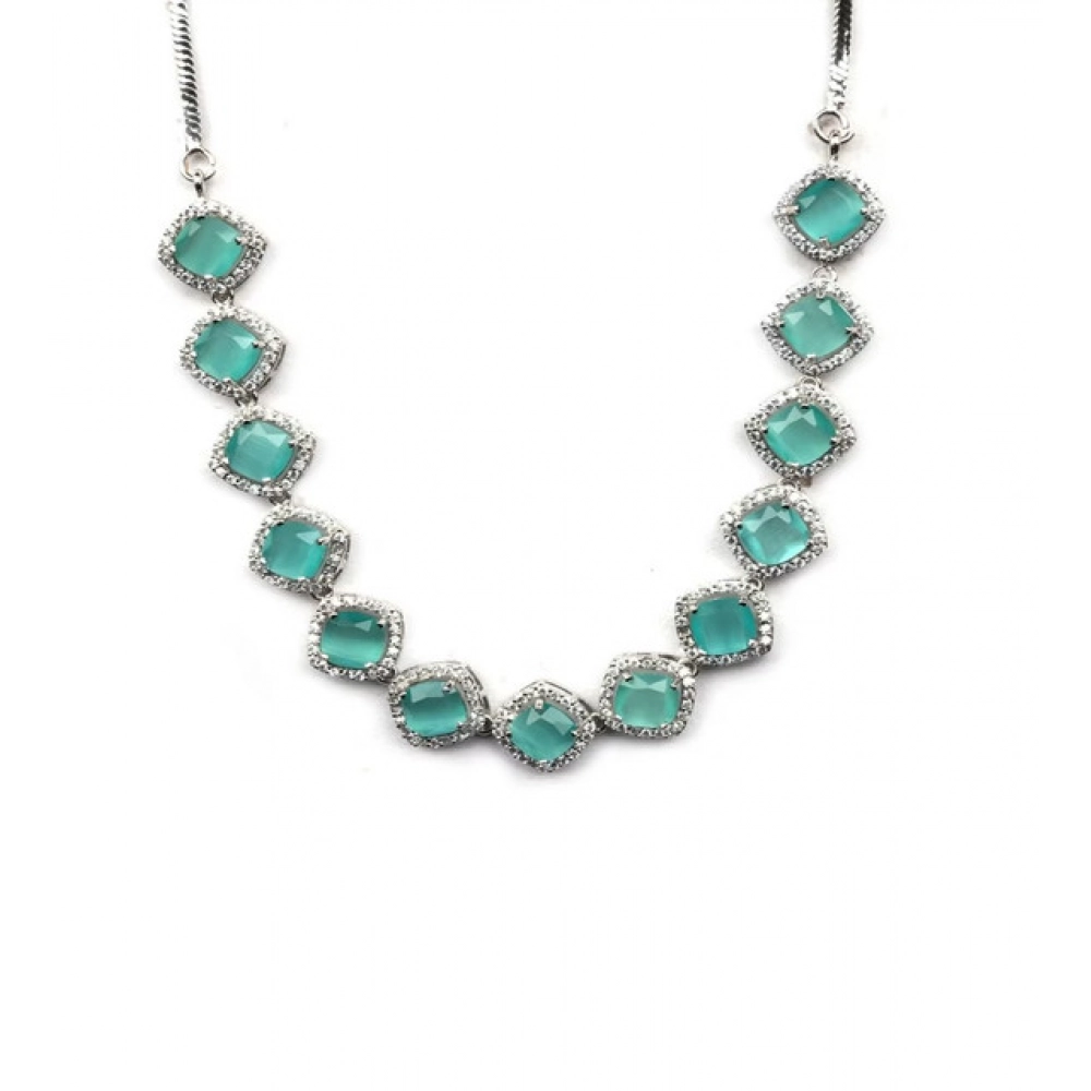 Generic Women's Brass Silver Plated Necklace set (Turquoise) Generic Women's Brass Silver Plated Necklace set (Turquoise)