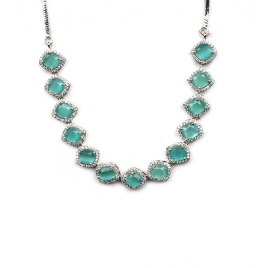 Generic Women's Brass Silver Plated Necklace set (Turquoise) Generic Women's Brass Silver Plated Necklace set (Turquoise)