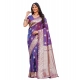 Generic Women's Jacquard Printed Saree With Unstitched Blouse 5.5Mtr (Purple)