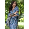 Generic Women's Faux_Tussar_Silk Abstract_Print Saree With Unstitched Blouse 5.5Mtr (Blue)
