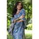 Generic Women's Faux_Tussar_Silk Abstract_Print Saree With Unstitched Blouse 5.5Mtr (Blue)