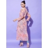 Generic Women's Polyester Floral Long Sleeves Shrug (Peach)